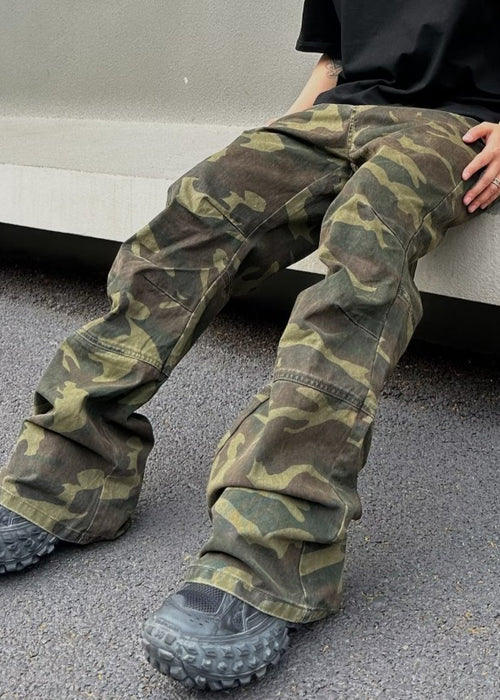 Retro Casual Loose Straight Camouflage Cargo Pants