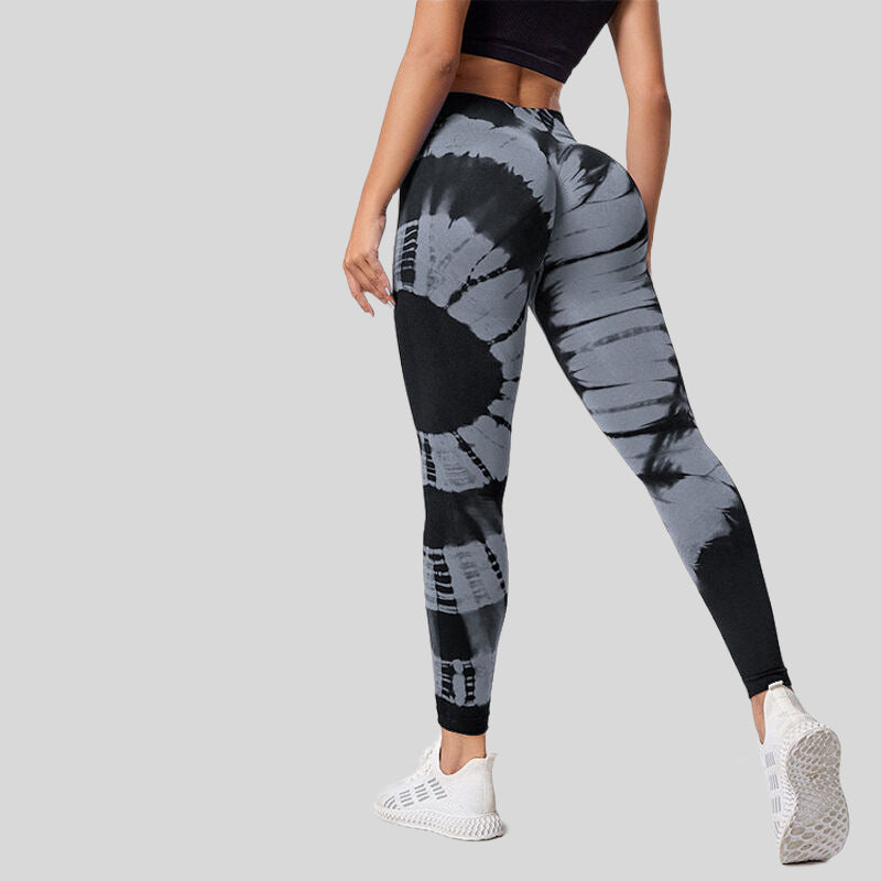 High Waist Hip Lift High Elastic Tie-dye Seamless Yoga Pants