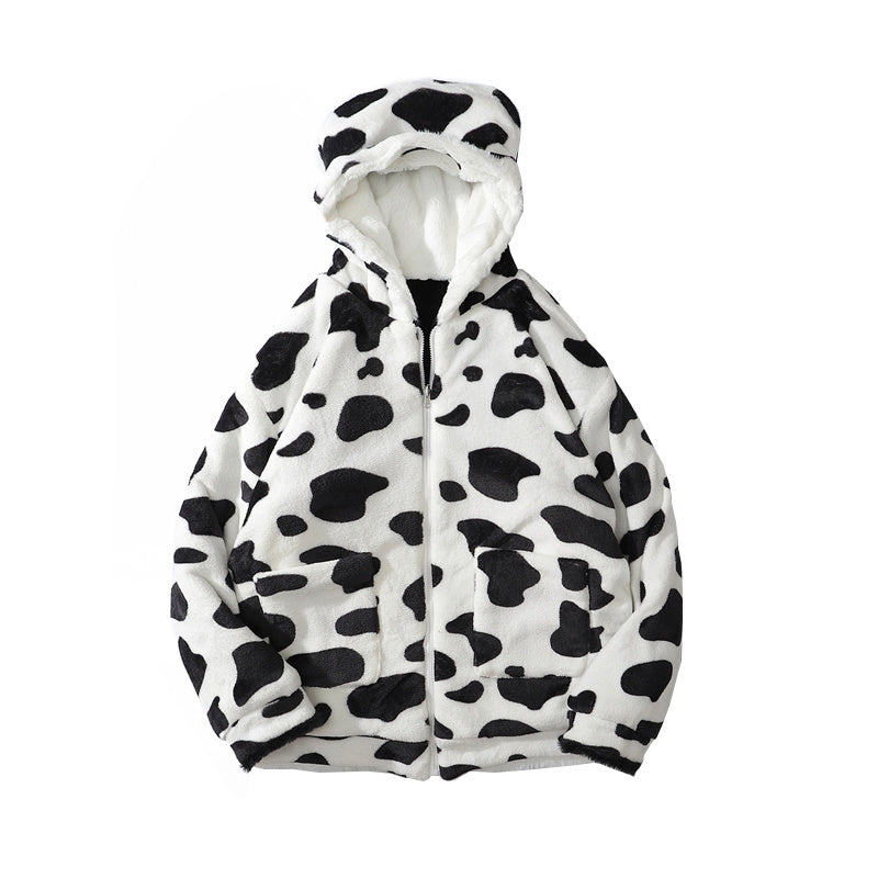 Winter Double-sided Cow Panda Faux Fur Coat On Both Sides