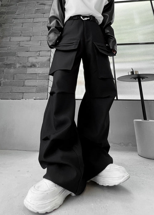 Non-gender Wear Multi-pocket Functional Wide-leg Pants Casual