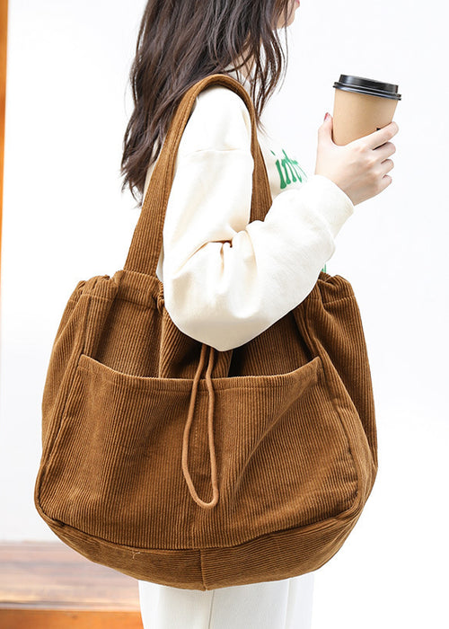 Ins Corduroy Shoulder Bags Drawstring Multi-pocket Handbag Women Underarm Bags