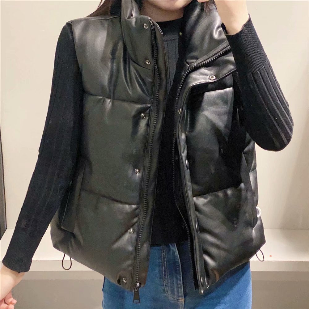 Casual Leather Cotton Vest Jacket