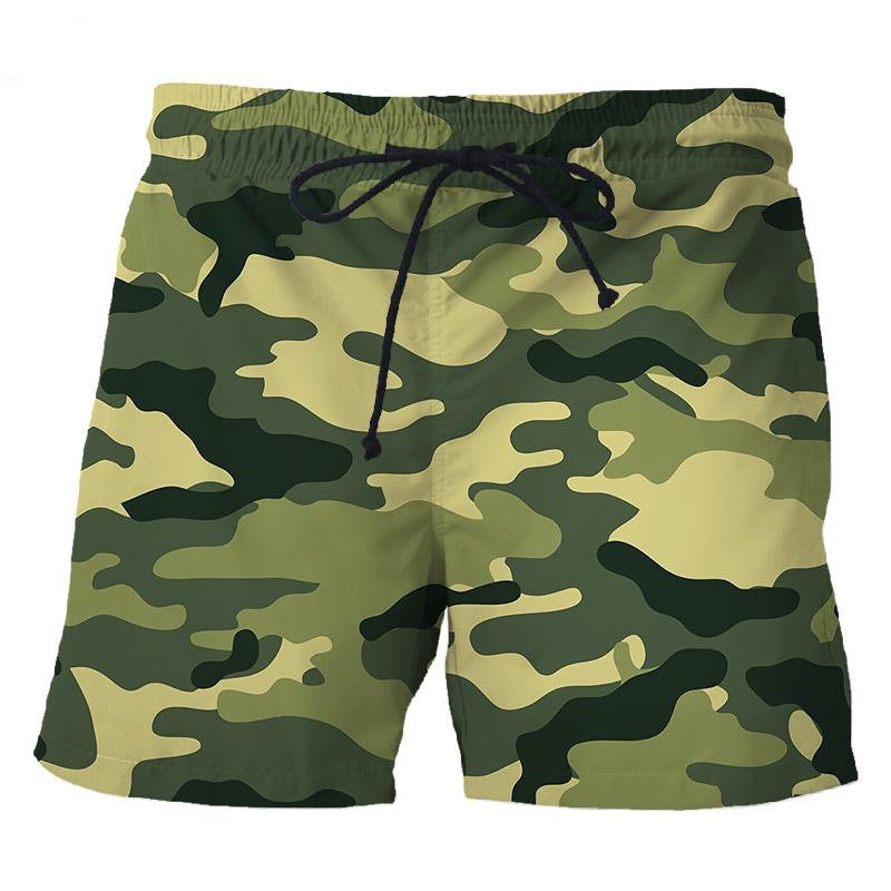 Samouflage Style Printed Loose Shorts Men