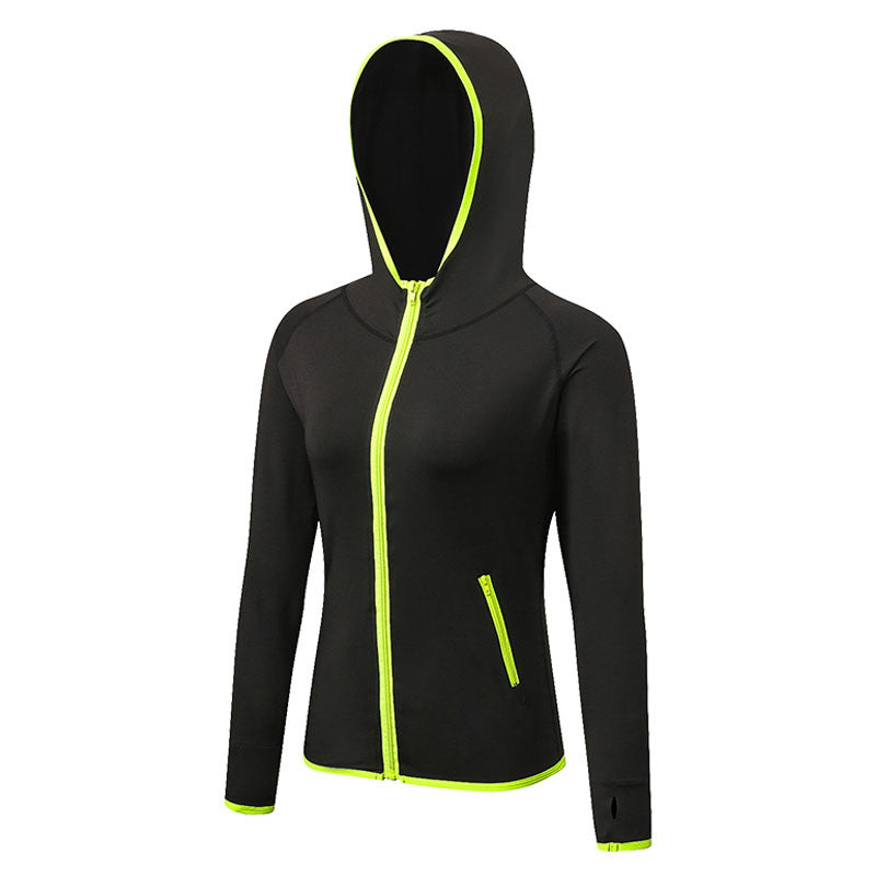 Fitness Yoga Training Running Color Matching Zipper Hoodie Quick Drying Jacket