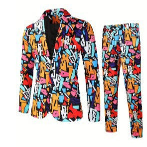 Men's Digital Printing Leisure Suit Outfit Top Pants