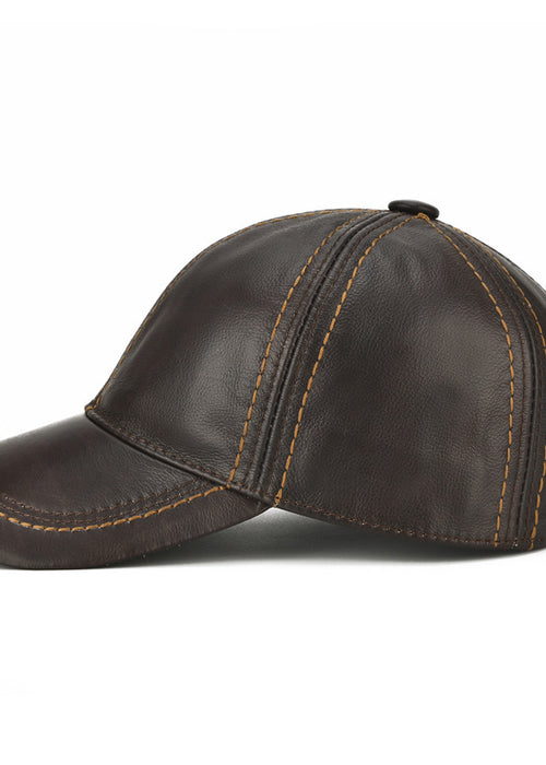 Men Single Leather Thin Baseball Cap