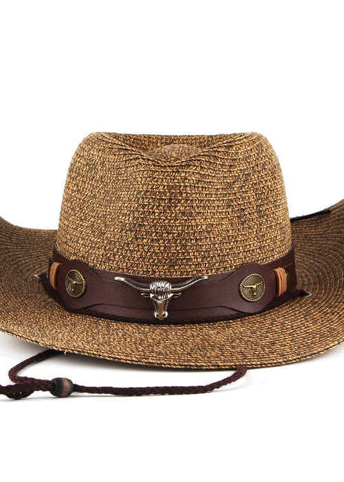 Outdoor Sunshade Western Denim Mixed Color Straw Hat