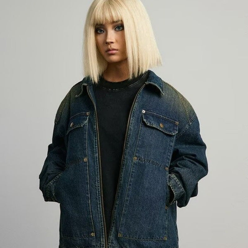 Autumn High-grade Pu Handsome Denim Coat For Men And Women