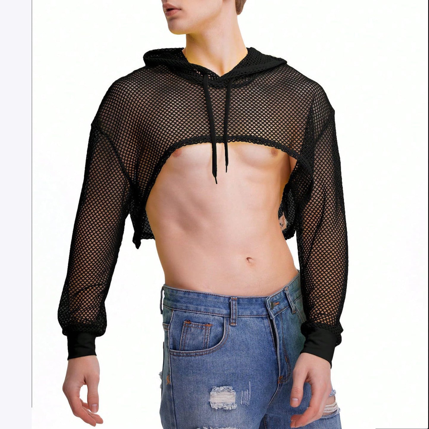 European And American-style Men's Micro-transparent Sexy Cutout Top Men