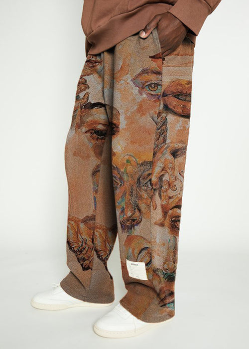 Men's Printed Mid Waist Loose Casual Trousers