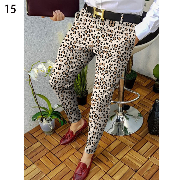 Autumn And Winter New 3D Printed Slim-fit Plaid British Casual Trousers