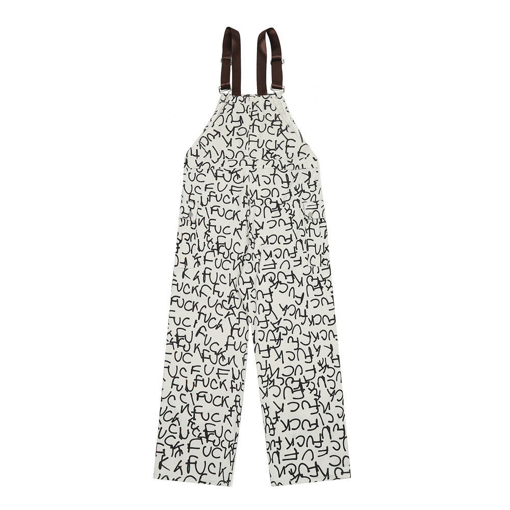 Letter Denim Working Bib Top Pants Men