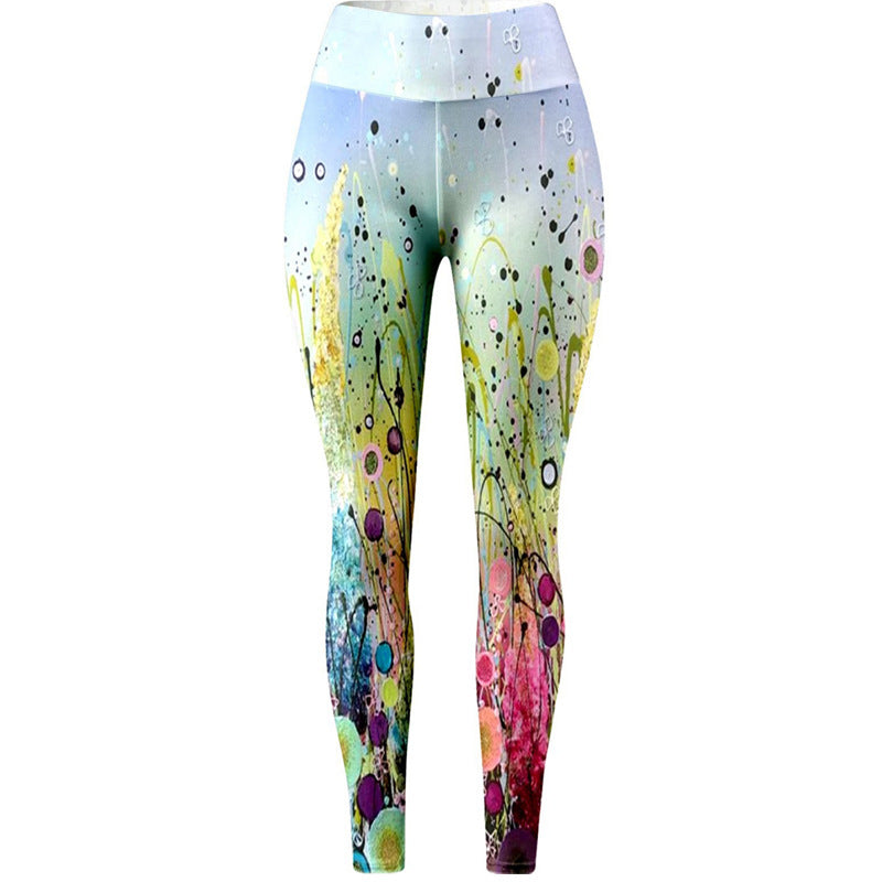 High Waist Peach Tight Pants Print Yoga Pants