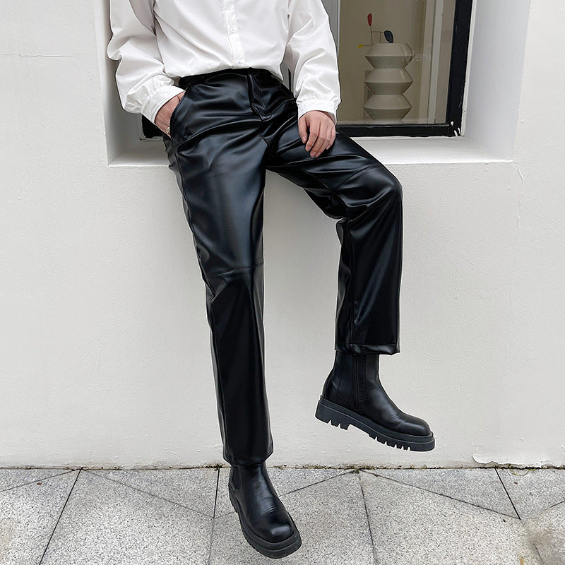 Men's Fashion Style Leather Casual Pants