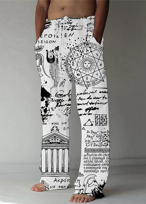 Men's Printed Street Hipster Plus Size Casual Pants Wide Leg Pants Sports Pants