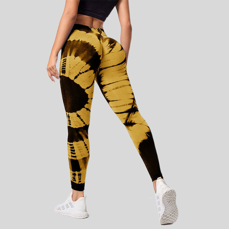 High Waist Hip Lift High Elastic Tie-dye Seamless Yoga Pants