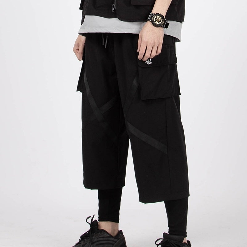 Sagging Straight Leg Wide Leg Pants Cropped Pants