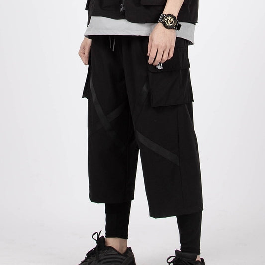 Sagging Straight Leg Wide Leg Pants Cropped Pants