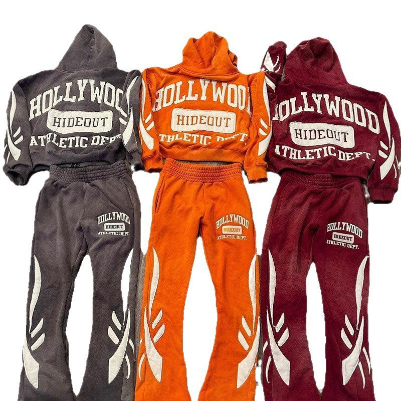 Mens Loose-Fit Printed Sweatshirt And Pants Set