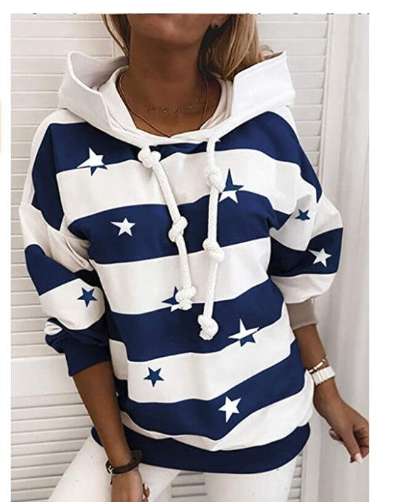 Women's Long-sleeved Autumn And Winter Striped Printed Sweater