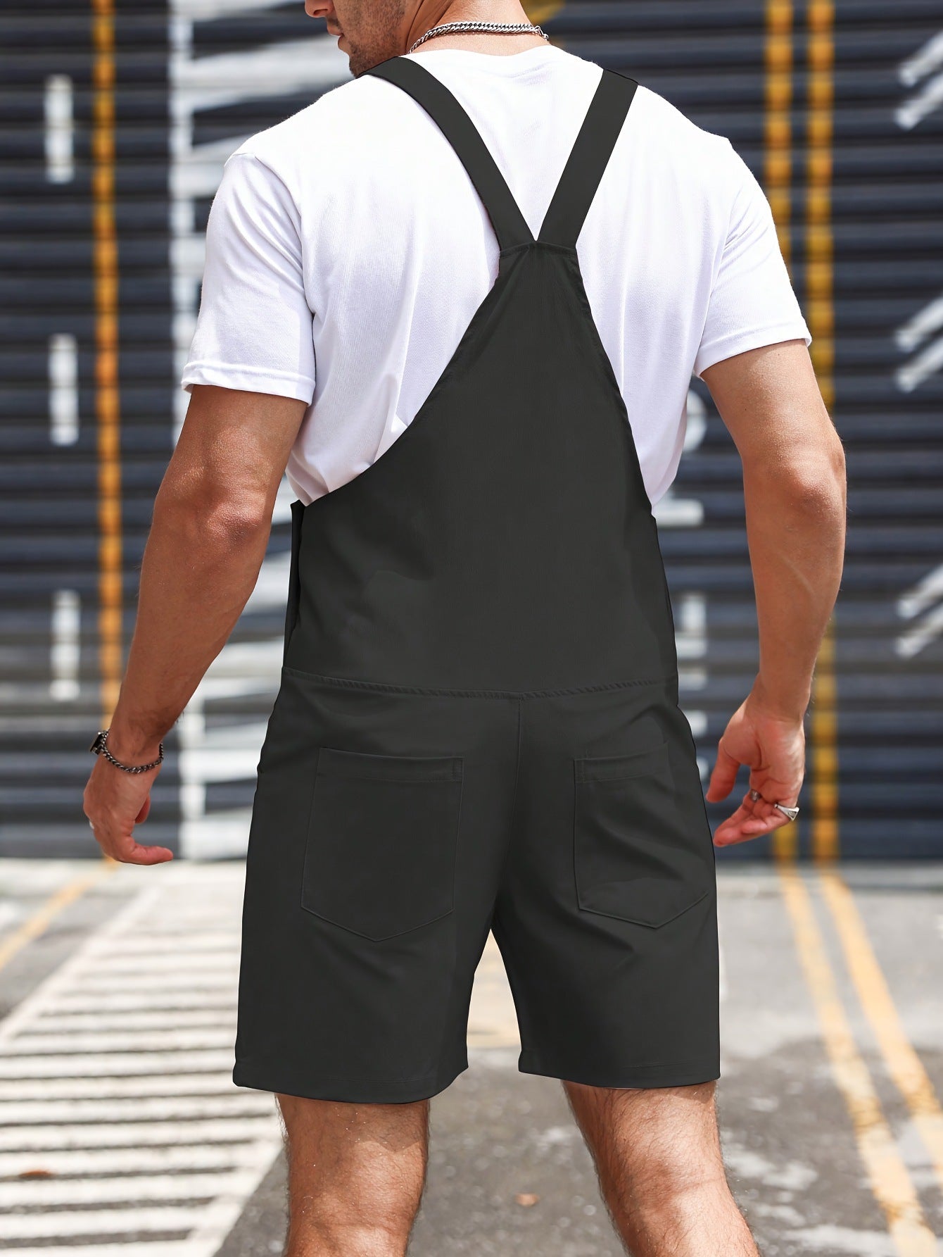 Men's Solid Color Fashion Casual Suspender Trousers