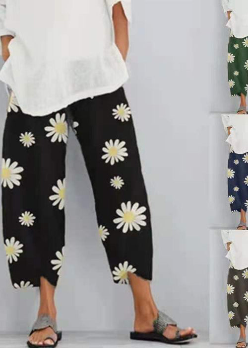 Women's Pants Daisy Printed Harem Pants Pocket Casual Pants