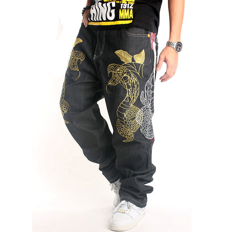 Creative Embroidery Hip Hop Jeans Male