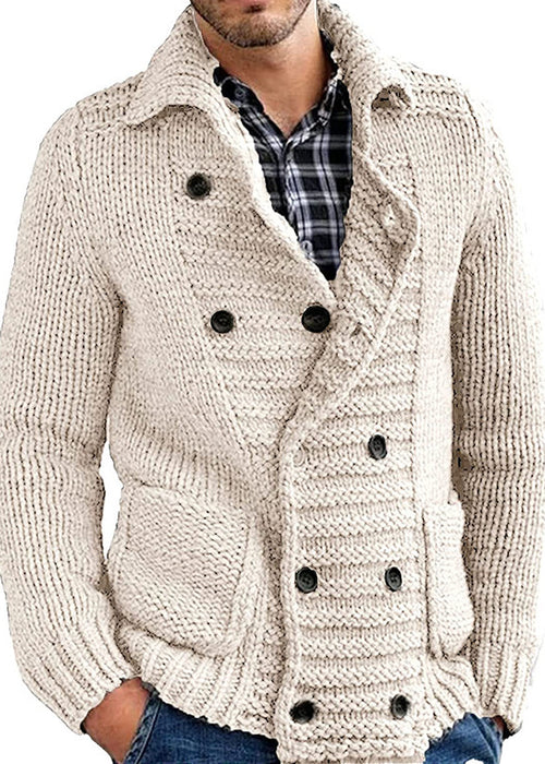 Cardigan Solid Color Lapel Long-sleeved Knitted Jacket