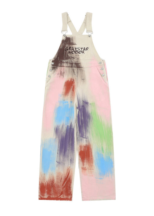 Painting Graffiti Denim Suspender Pants Men