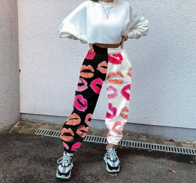 European And American Printed Sports Pants Casual Pants