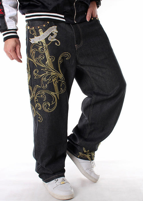 Creative Embroidery Hip Hop Jeans Male