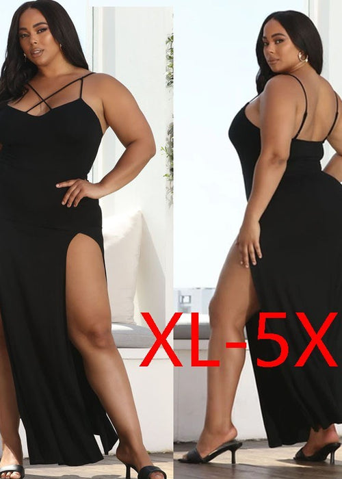 Plus Size Fat Women Dresses Summer Sling Big Dress