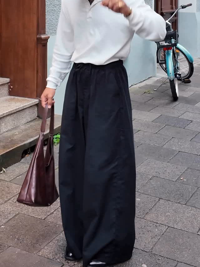 Men's Casual Elastic Waist Wide Leg Pants