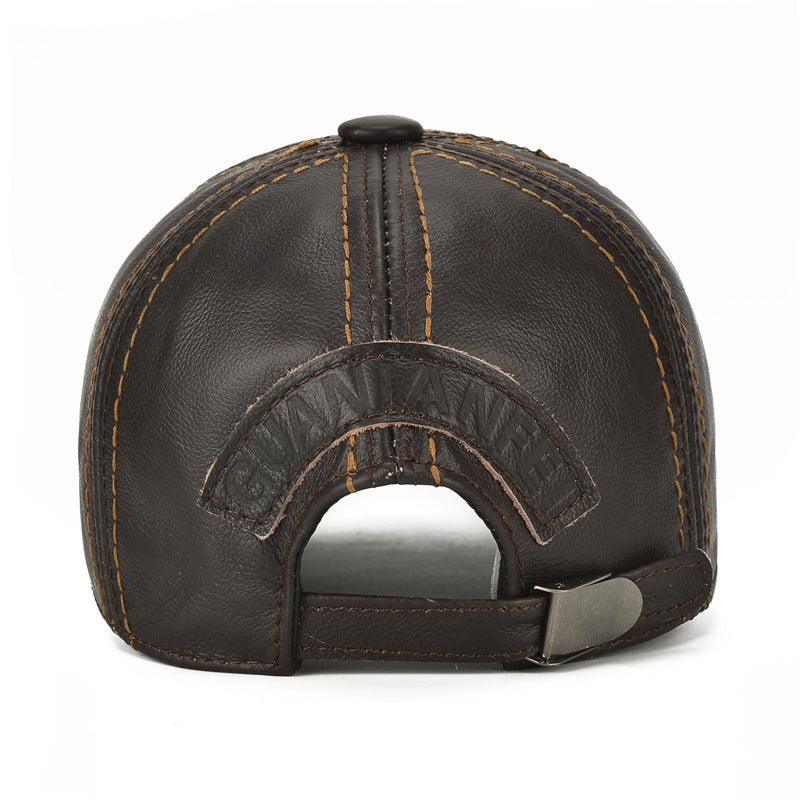 Men Single Leather Thin Baseball Cap