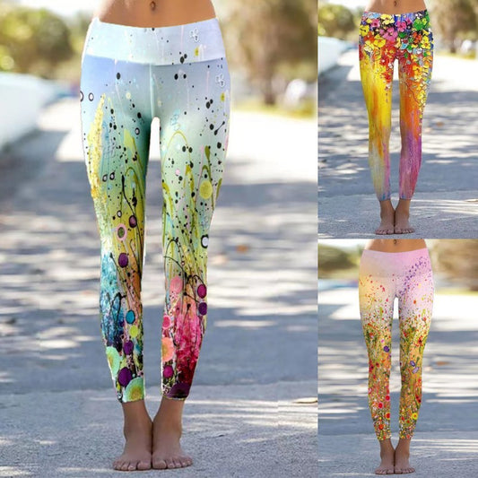 High Waist Peach Tight Pants Print Yoga Pants