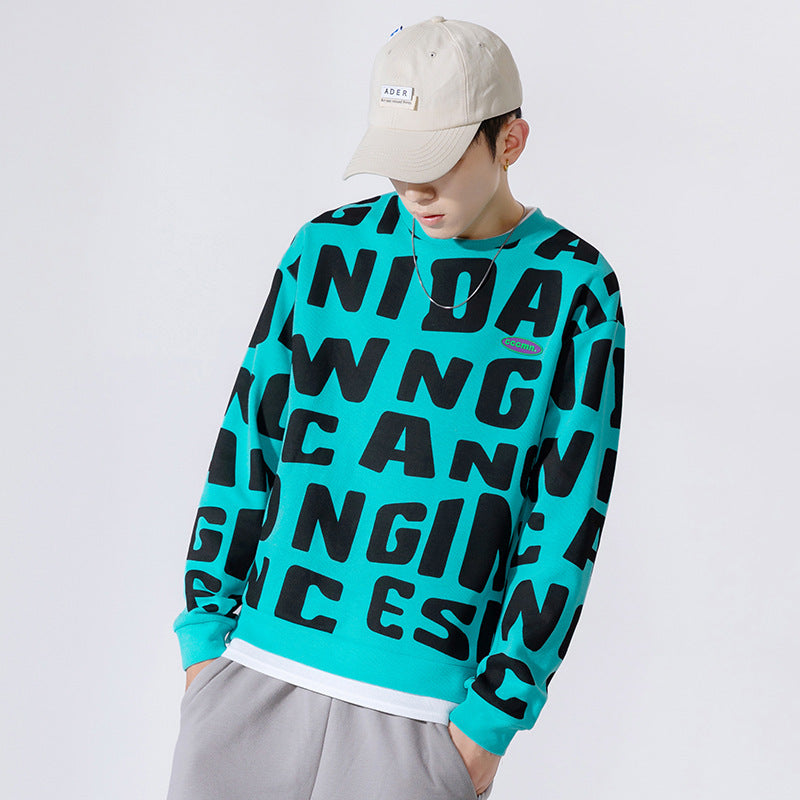 Japanese Men's Autumn And Winter New Round Neck Letter Printing