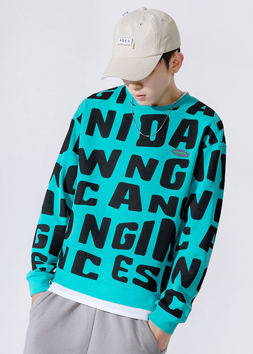 Japanese Men's Autumn And Winter New Round Neck Letter Printing