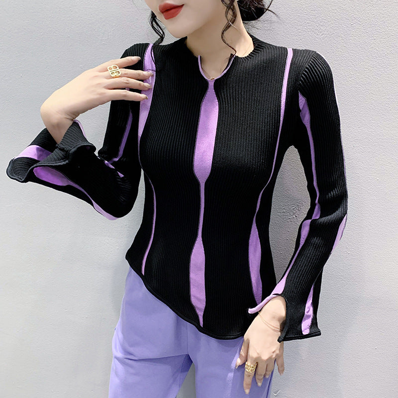 Striped Purple Sweater For Women