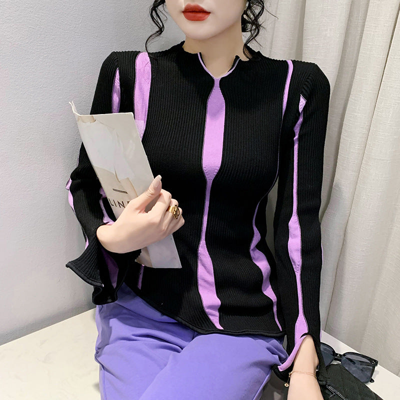 Striped Purple Sweater For Women