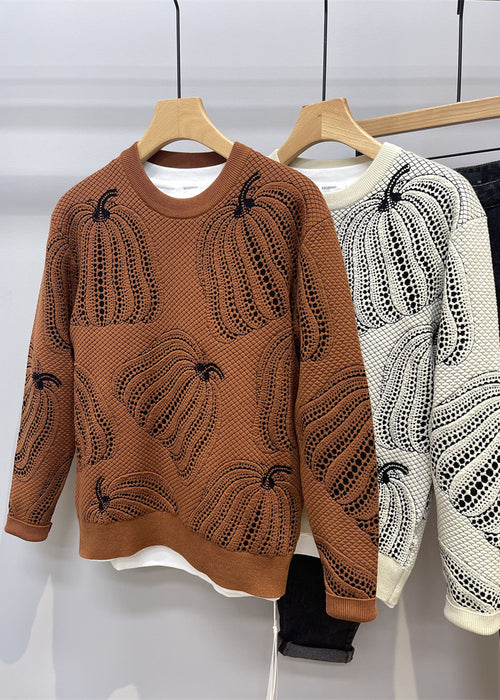 Color Matching Jacquard Crew-neck Sweater Man