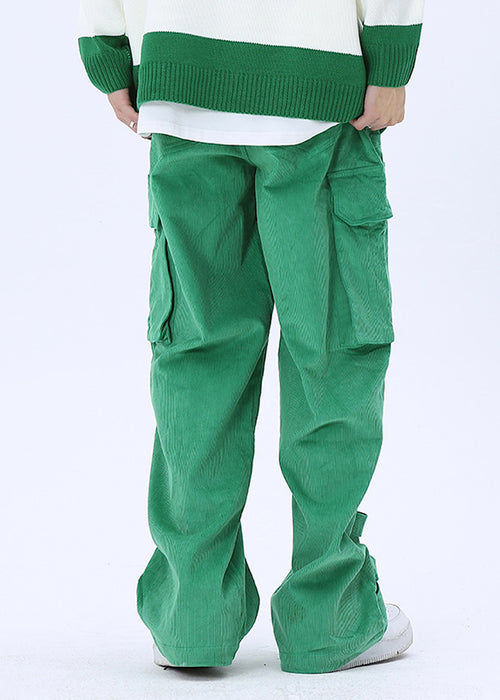 Men's Big Pocket Workwear Personality Strap Wide Leg Pants