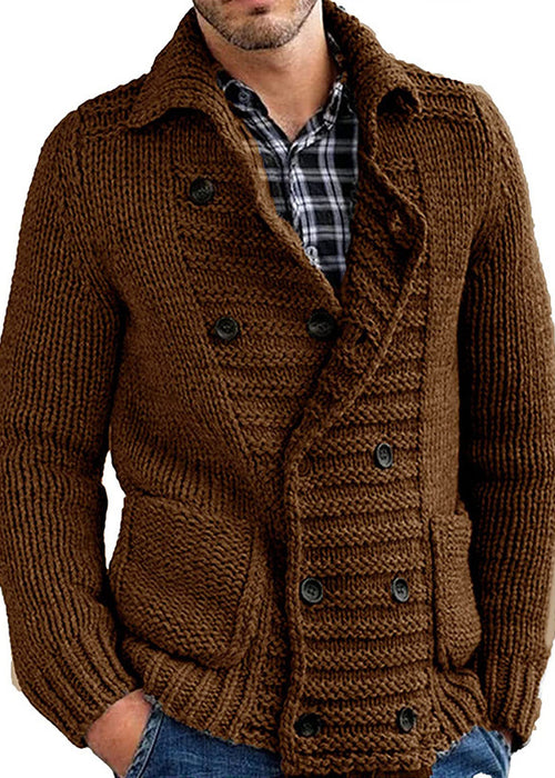 Cardigan Solid Color Lapel Long-sleeved Knitted Jacket