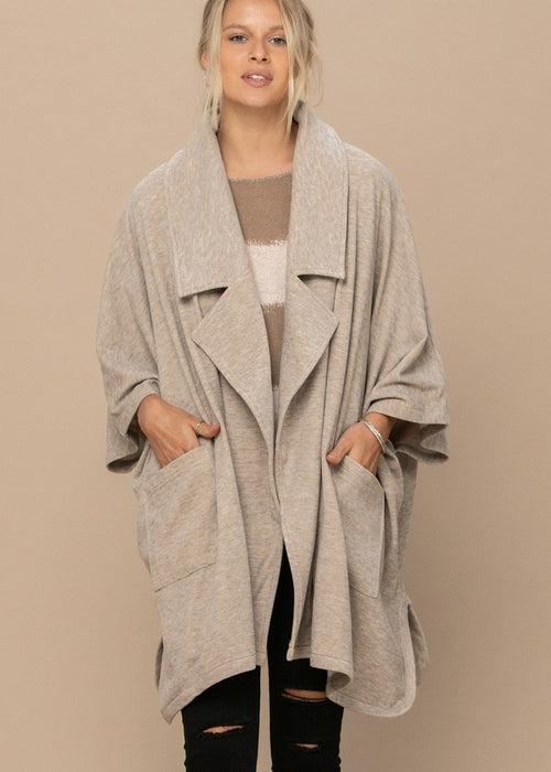 Solid Knit Oversized Trench Jacket