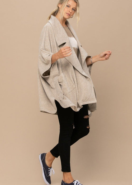 Solid Knit Oversized Trench Jacket